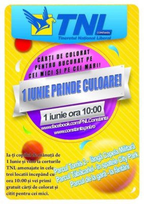 Tineri din PNL împart cărţi de colorat şi citit